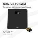 Vive Health Digital Scale, Black, Tempered Glass, LED Display, Smart App Compatible