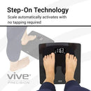 Vive Health Digital Scale, Black, Tempered Glass, LED Display, Smart App Compatible