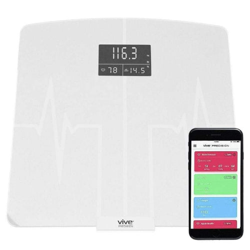 Vive Health Digital Scale Compatible With Smart Devices, White