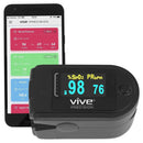 Vive Health Smart Pulse Oximeter, Fingertip Monitor and Bluetooth App Compatible, Black