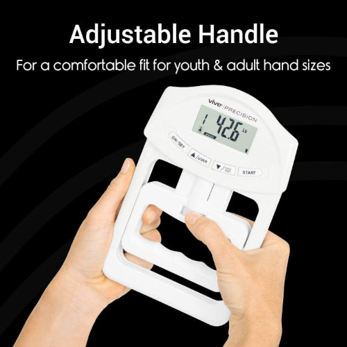 Vive Health Adjustable Grip Strength Tester, White
