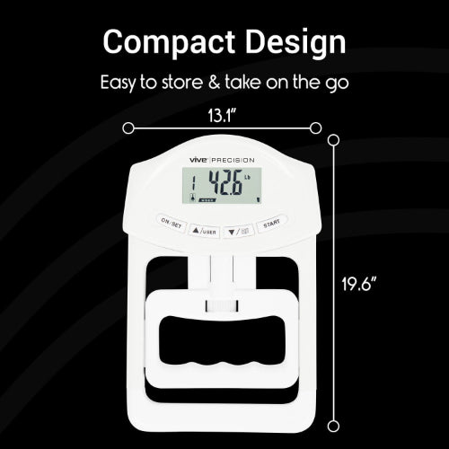 Vive Health Adjustable Grip Strength Tester, White
