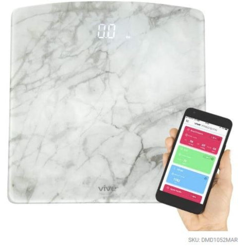 Vive Health Digital Smart Scale with App, Marbled Tempered Glass, 396 Lbs