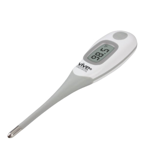 Close-up of the Vive Health BT-S Oral Thermometer showing its ergonomic, flexible tip design, Moovkart.