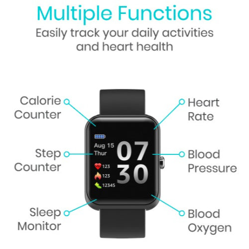 Vive Health Fitness Tracker W/App,  Magnetic Usb, Activity/Heart Monitoring, Black Wristband