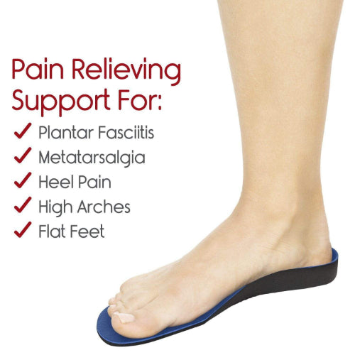 Vive Health Full-Length Orthotic Insole, Trimmable,Deep Heel, M: 3.5 - 5, W: 4.5 - 6