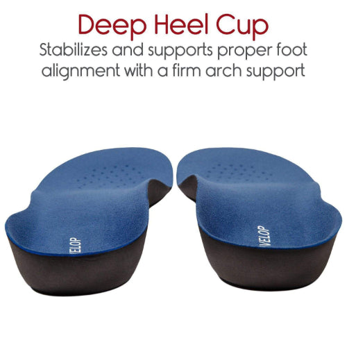 Vive Health Full-Length Orthotic Insole, Trimmable,Deep Heel, M: 3.5 - 5, W: 4.5 - 6