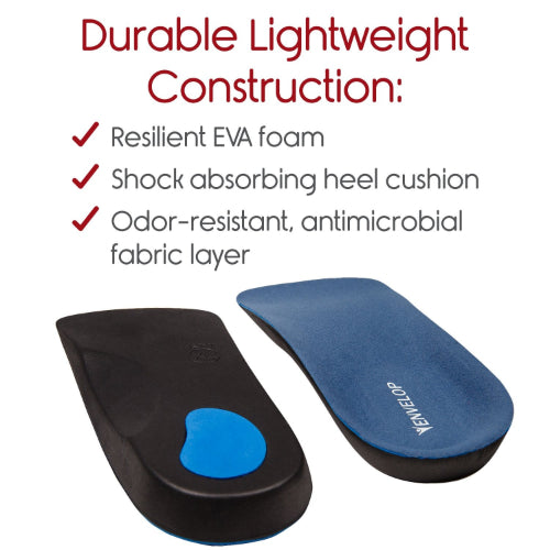 Vive Health 3/4-Length Orthotic Insole, Antimicrobial, M: 5.5 - 7, W: 6.5 - 8 Inches