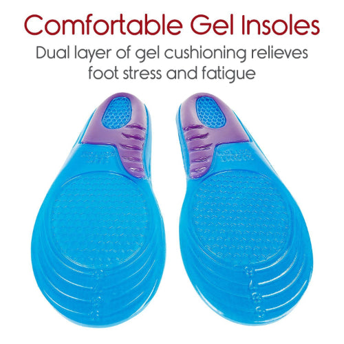 Vive Health Women's Gel Insoles, Full Length with gel heel cushion and non-slip design. Moovkart