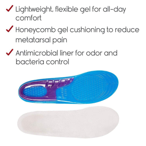 Vive Health Women's Gel Insoles, Full Length, Foot Pain Relief