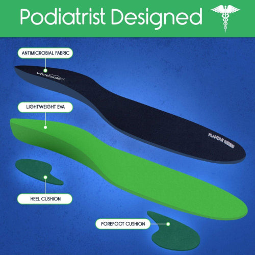 Vive Health Plantar Series Full Length Insoles, X-Large