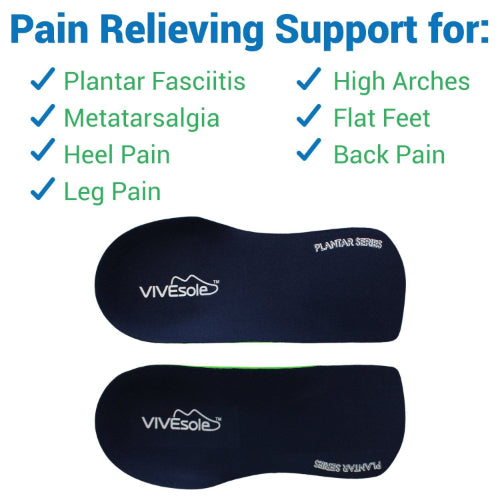 Vive Health Plantar Series 3/4 Length Insoles, Small