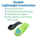 Vive Health Plantar Series 3/4 Length Insoles, Small, Foam Orthotics for Arch and Heel Support