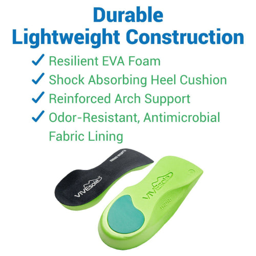 Vive Health Plantar Series 3/4 Length Insoles, Small