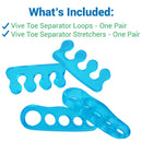 Vive Health Toe Separators, Flexible Gel, Two Styles, 4Pc, Blue Medium