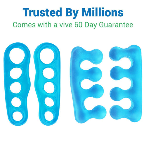 Vive Health Toe Separators, Flexible Gel, Two Styles, 4Pc, Blue Medium