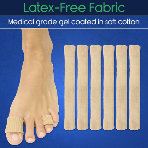 Vive Health Toe Sleeves, Cotton/Gel Lining, Cut To Length, 6 Tubes, Assorted Widths