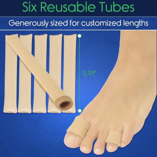 Vive Health Toe Sleeves, Cotton/Gel Lining, 6 Tubes, Medium