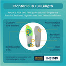 Vive Health Plantar Plus Full Length Insoles with Firm Foam Support for Pain Relief, Medium, Pair