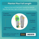 Vive Health Plantar Plus Full Length Insoles with Firm Foam Support for Pain Relief, Small, Pair