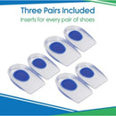 Vive Health Silicone Heel Cups for Men, Targeted Gel Cushioning and Pain Relief, 3 Pairs, Small