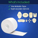 Vive Health Moleskin Roll, 3.18 Inch x 5 Yards with 8 Piece Stencil Pads for Blister Relief