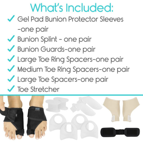 Vive Health Bunion Bundle Relief Kit with Gel Pads and Toe Separators