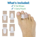 Vive Health Toe Wraps with Soft Fabric and Foam for Broken, Hammer Toe Relief, Pack of 4
