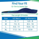 Vive Health Heavy Duty Gel Insoles with Arch Support and Deep Heel Cup, Large, Pair