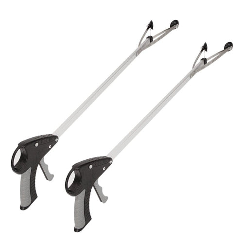 Vive Health Suction Cup Reacher Grabber, 32 Inches Brushed Aluminum, Pair of 2