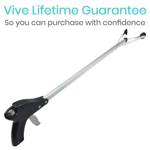 Vive Health Suction Cup Reacher Grabber, 32 Inches Brushed Aluminum, Pair of 2
