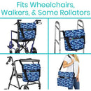 Vive Health Wheelchair Bag, Waterproof Nylon, Buckled Straps, Blue Camo