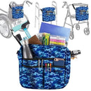 Vive Health Wheelchair Bag, Waterproof Nylon, Buckled Straps, Blue Camo