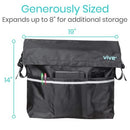 Vive Health Wheelchair Bag, Waterproof Nylon, Buckled Straps, Black