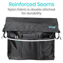 Vive Health Wheelchair Bag, Waterproof Nylon, Buckled Straps, Black