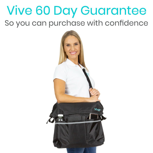Vive Health Wheelchair Bag, Waterproof Nylon, Buckled Straps, Black