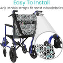 Vive Health Wheelchair Bag, Waterproof Nylon, Buckled Straps, Chevron