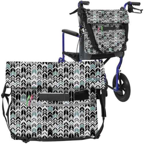 Vive Health Wheelchair Bag, Waterproof Nylon, Buckled Straps, Chevron