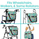 Vive Health Wheelchair Bag, Waterproof Nylon, Buckled Straps, Green Paisley