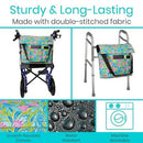 Vive Health Wheelchair Bag, Waterproof Nylon, Buckled Straps, Green Paisley