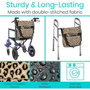 Vive Health Leopard Print Bag with large pockets for convenient mobility support, Moovkart