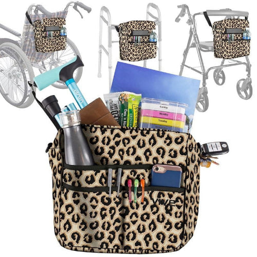 Vive Health Wheelchair Bag, Leopard Print