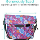 Vive Health Wheelchair Bag, Waterproof Nylon, Buckled Straps, Purple Floral