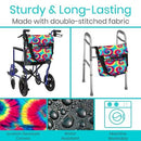 Vive Health Wheelchair Bag, Waterproof Nylon, Buckled Straps, Tie Dye