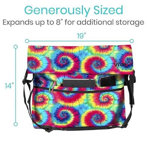 Vive Health Wheelchair Bag, Waterproof Nylon, Buckled Straps, Tie Dye