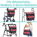 Vive Health Wheelchair Bag, Waterproof Nylon, Buckled Straps, Americana