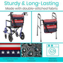 Vive Health Wheelchair Bag, Waterproof Nylon, Buckled Straps, Americana