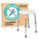 Vive Health Shower Stool, 12.5 Inch Non Slip Bath Seat for Seniors and Mobility Support