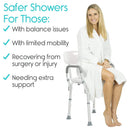 Vive Health Shower Chair, 15.75 Inch Seat for Bath Safety with Adjustable Legs and Back Support