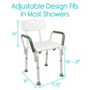 Vive Health Shower Chair, 15.75 Inch Seat for Bath Safety with Adjustable Legs and Back Support